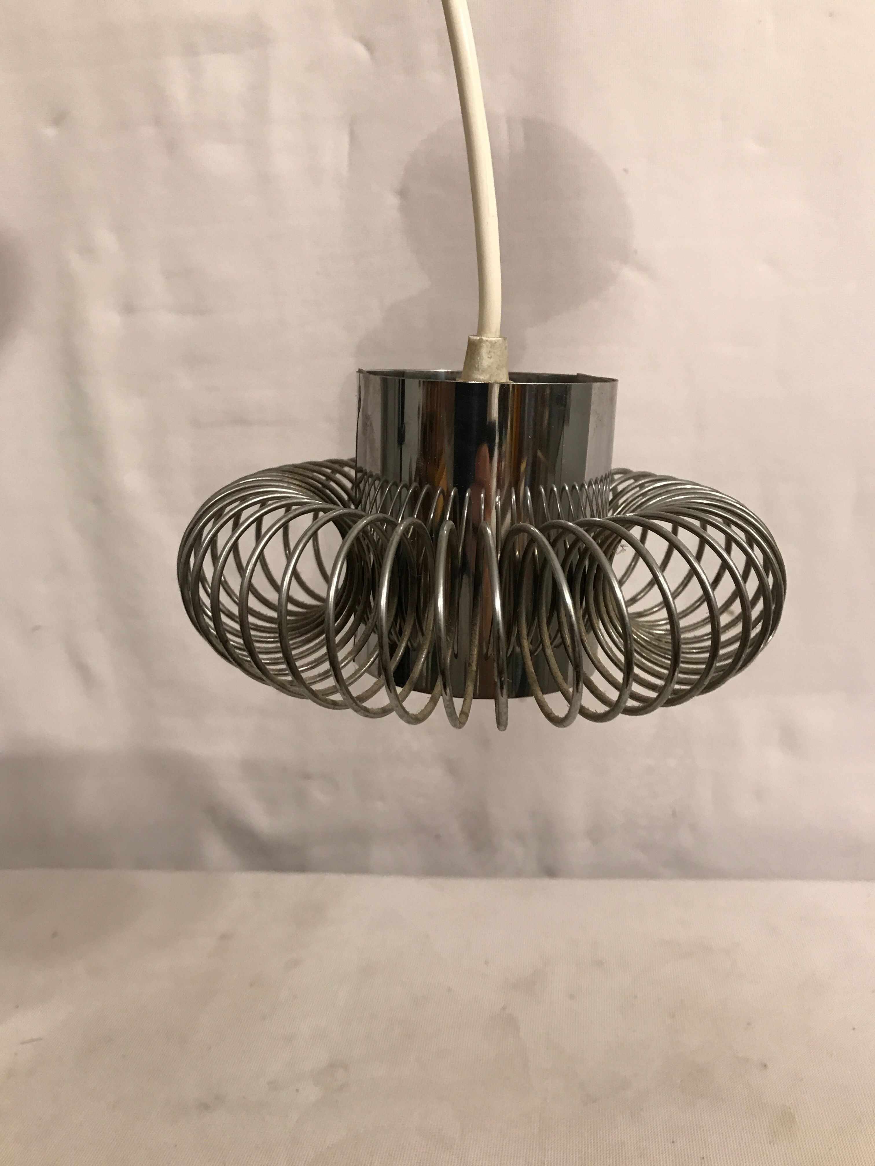 Suspension ceiling spyrale stainless steel cylinder 50s vintage
