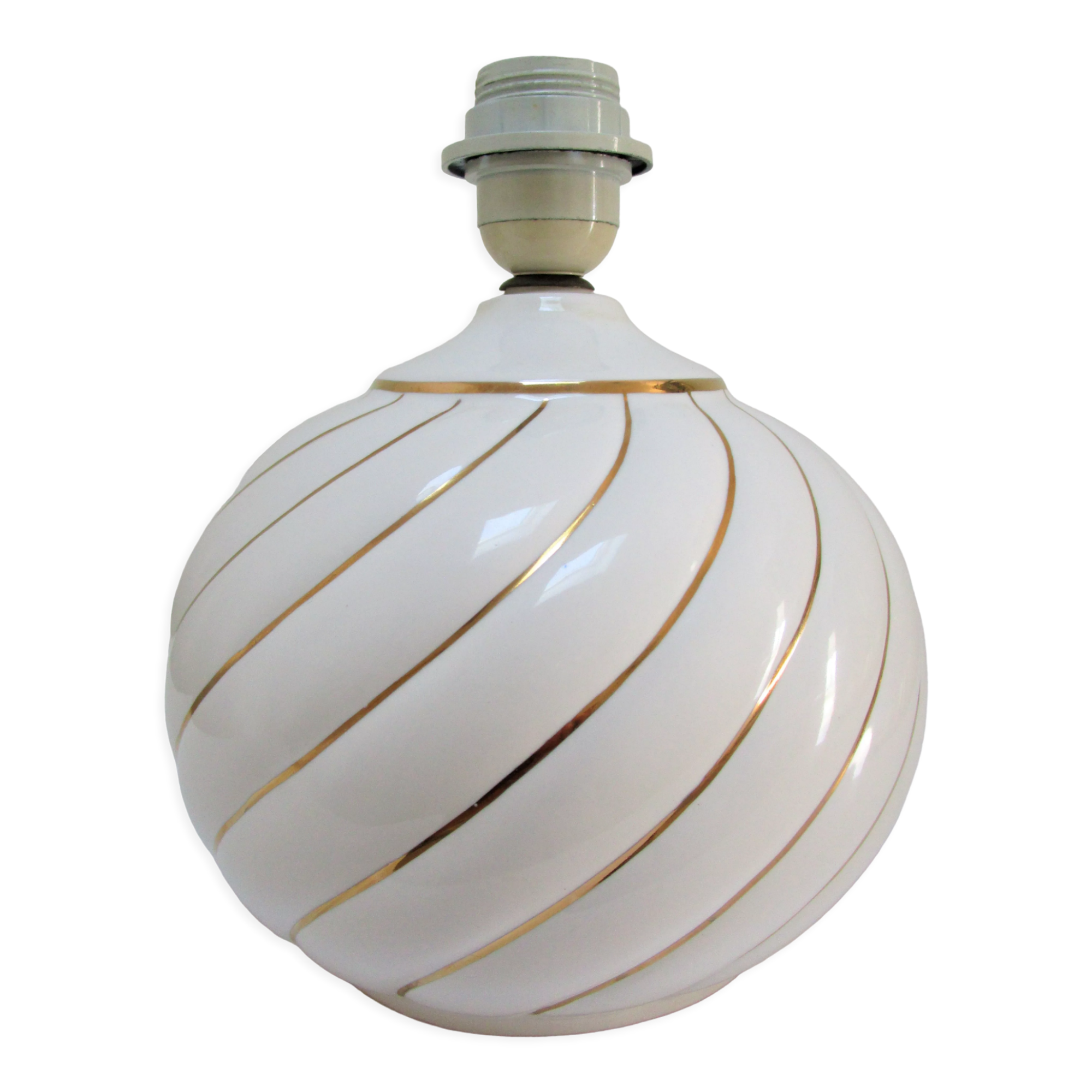 Ceramic lamp foot white and gold Italian design 80s