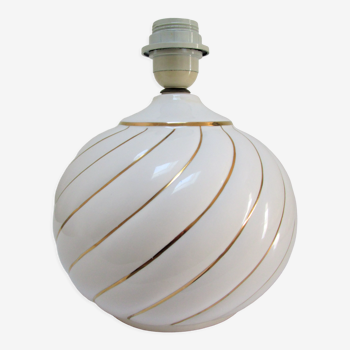 Ceramic lamp foot white and gold Italian design 80s