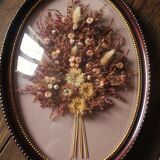 Domed glass frame vintage dried flowers