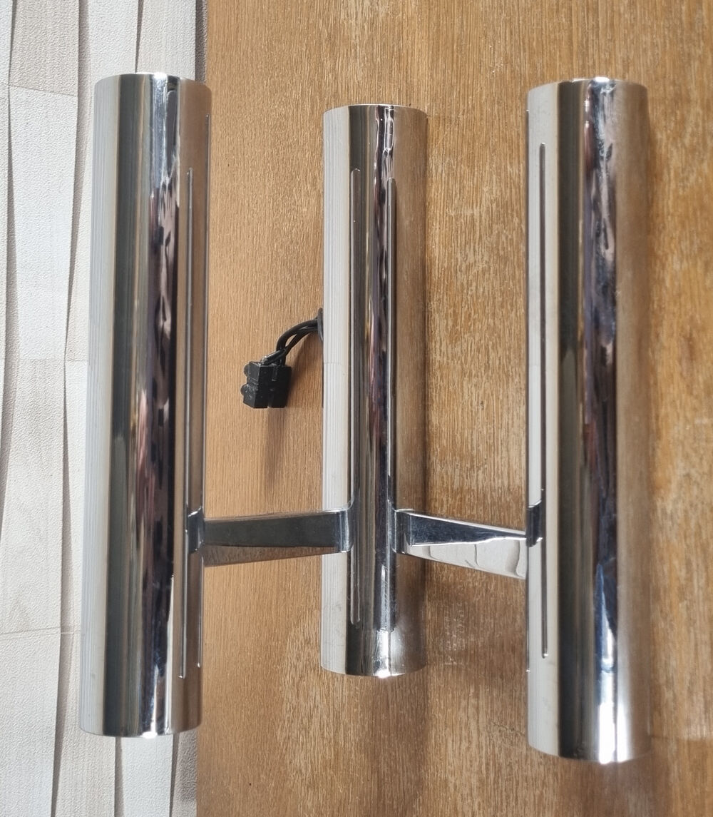Double chrome wall lamp, Gaetano Sciolari, vintage, 70s