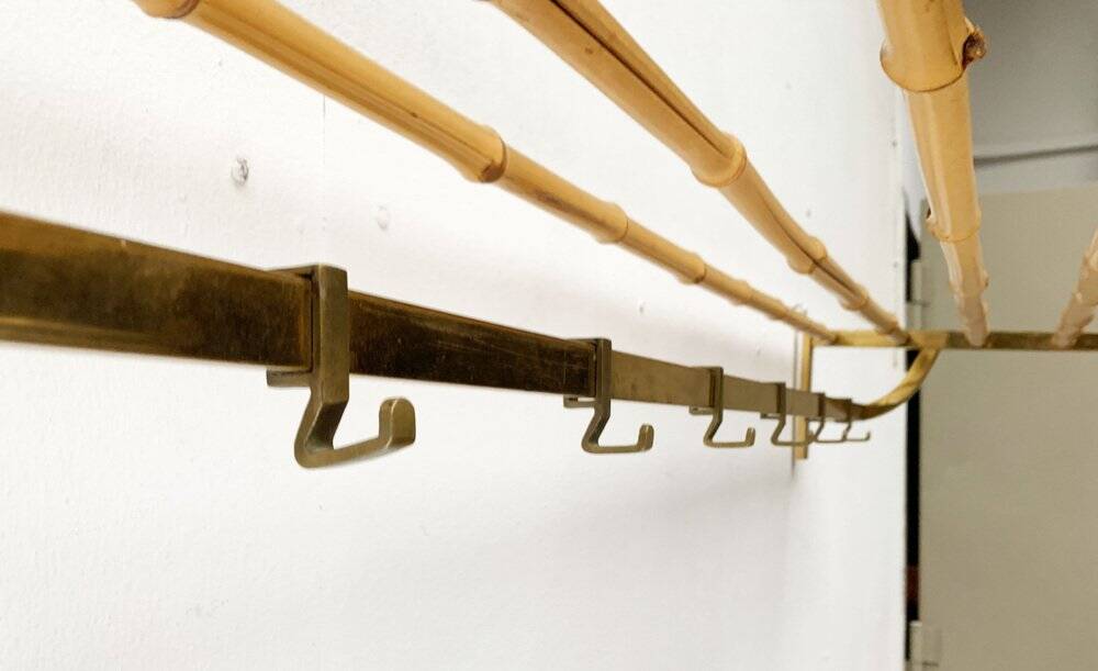 Porte-manteau en métal et bambou, années 1960