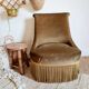 Bronze green velvet toad armchair