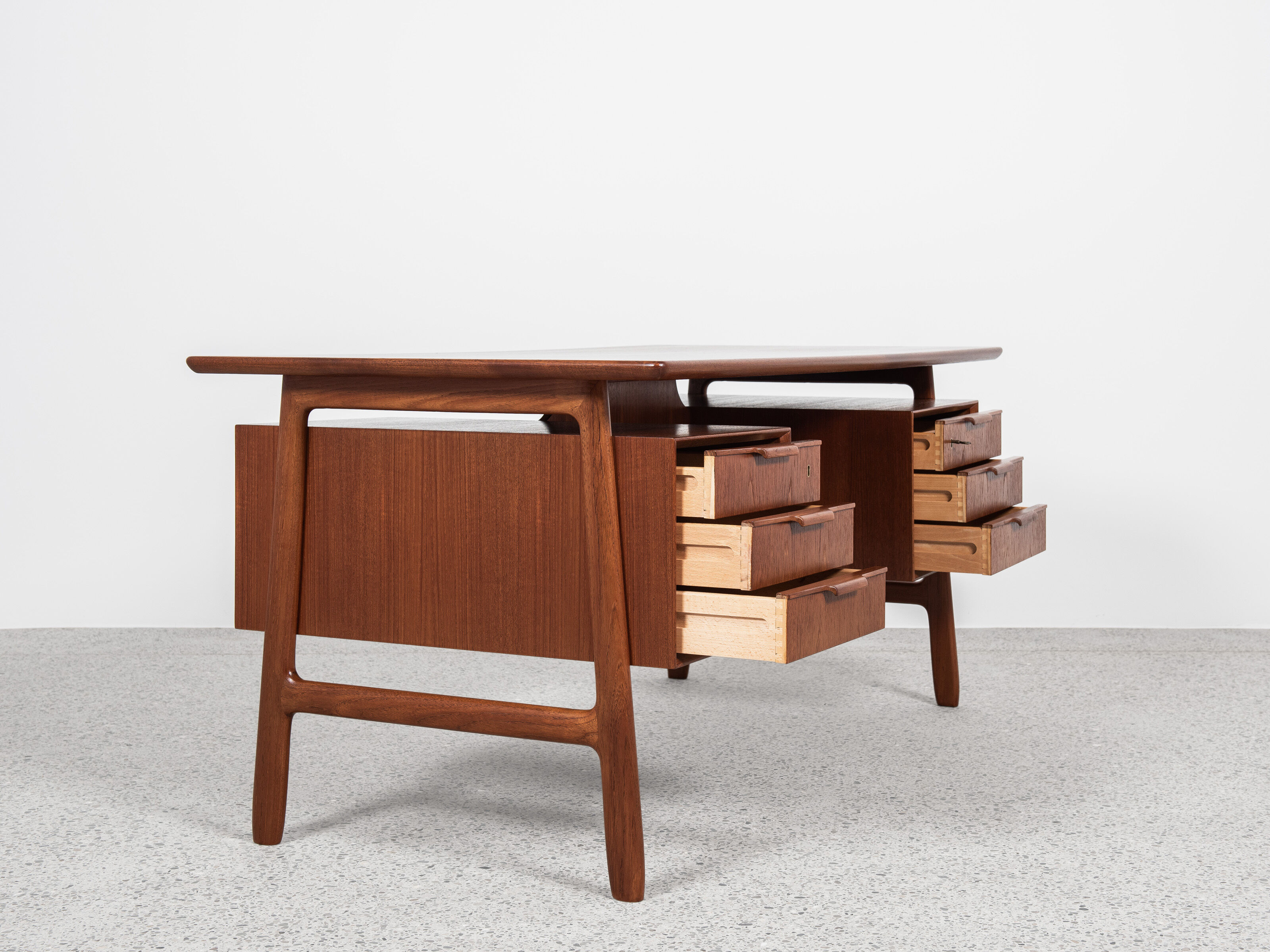 Midcentury Danish desk known Model 75 in teak by Omann Jun 1960s