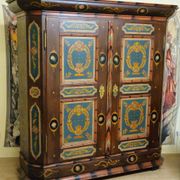 Armoire Alsacienne à décor floral peint polychrome – style Louis XIV – XIXème s.