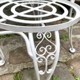 Garden furniture in white wrought iron and beveled glass early twentieth century