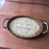Bronze, brass and embroidery serving tray made in France