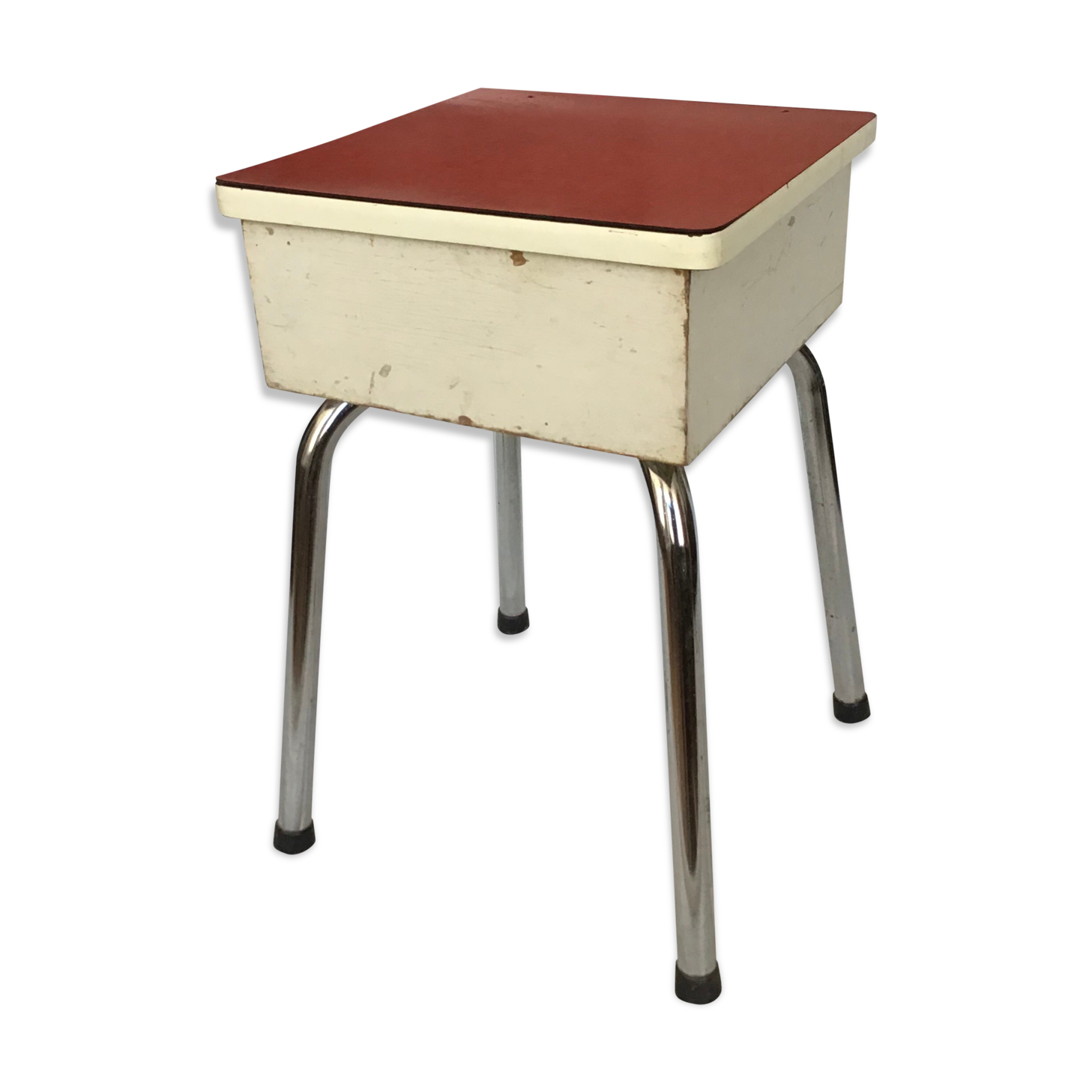 Tabouret coffre en formica vintage
