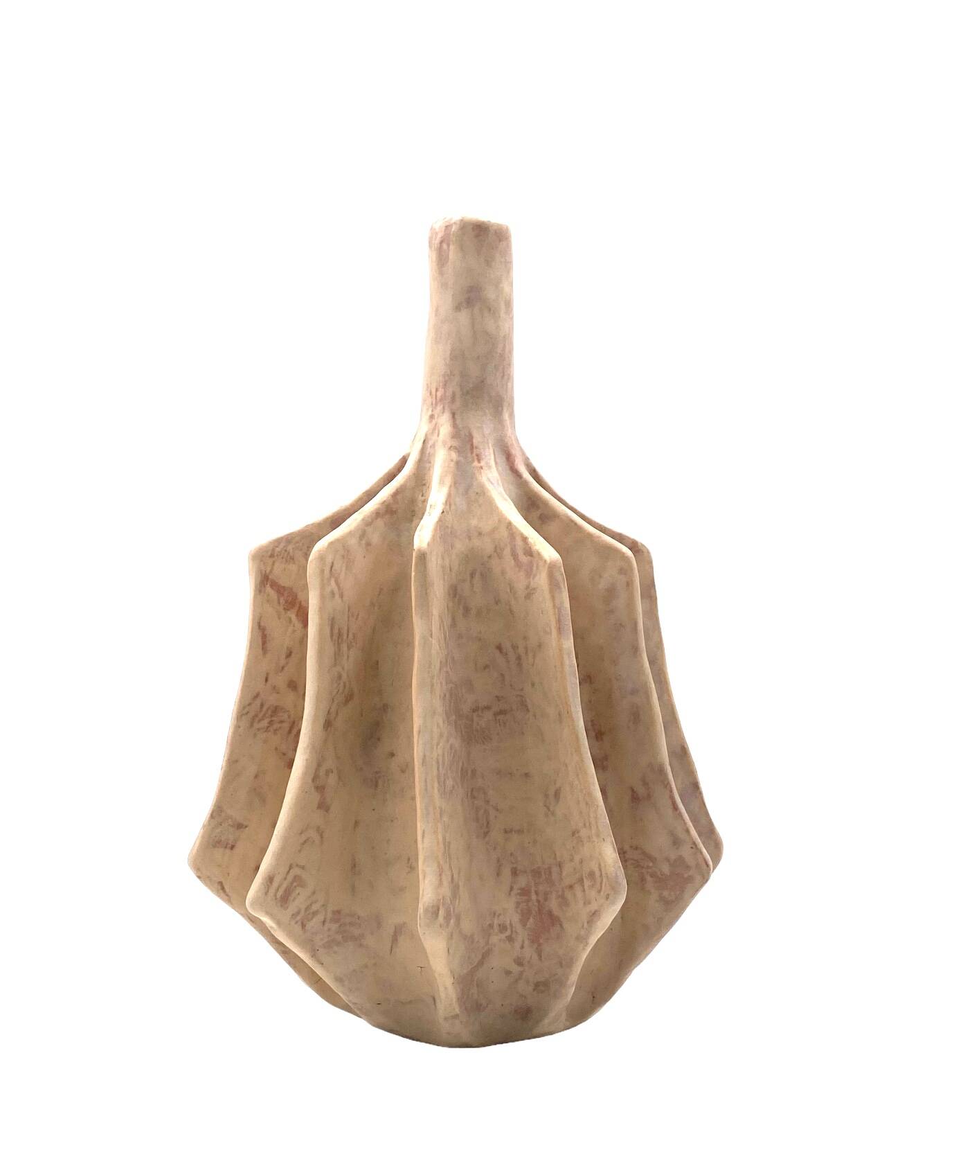 Organic modern white earthenware vase, France 1970s