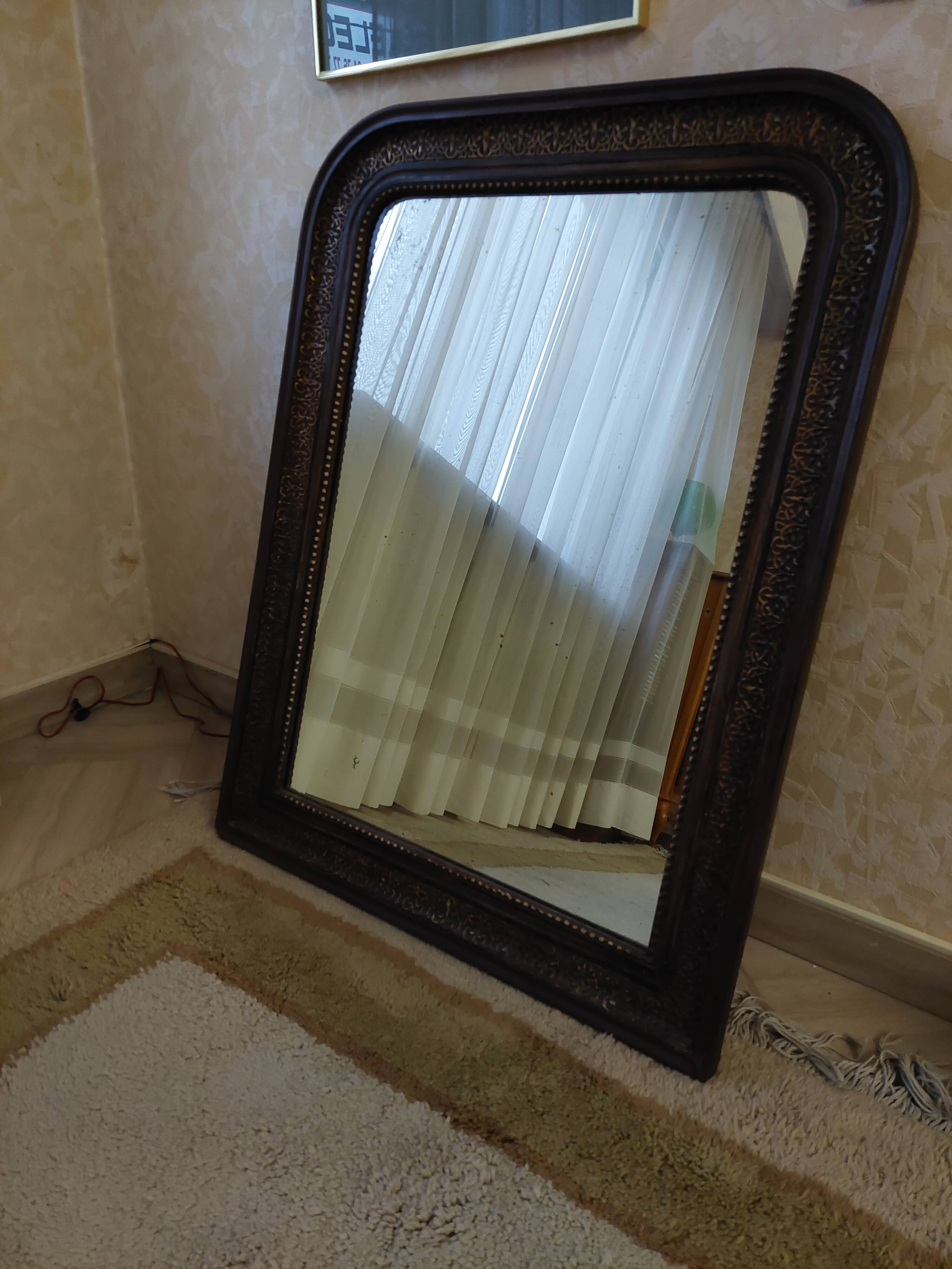 mirror carved wooden semi-circle frame 60x70cm