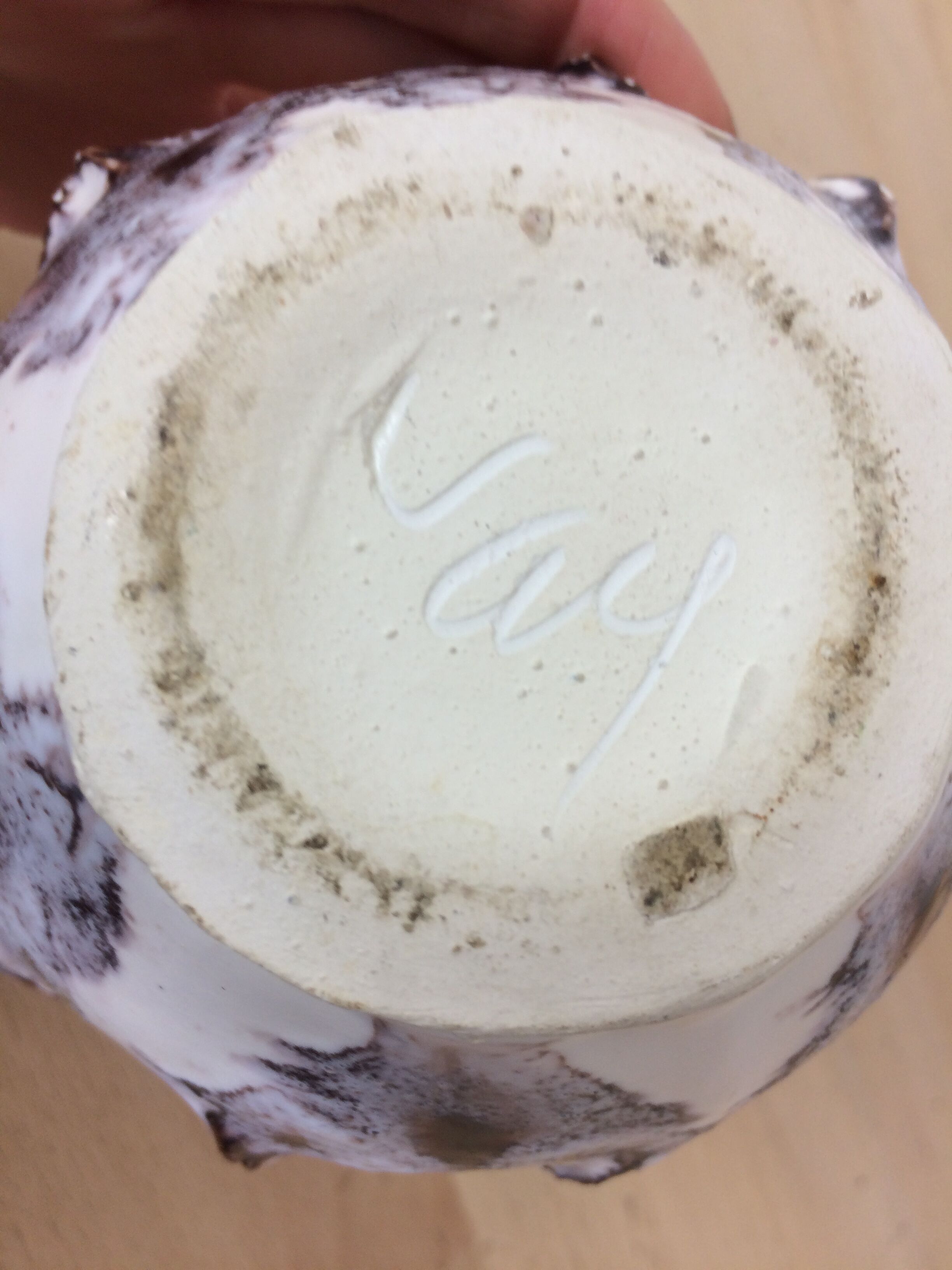 Vintage ceramic organic vase, signed