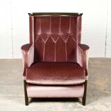 Italian Purple Velours Lounge Chair designed for Giorgetti, 1970s