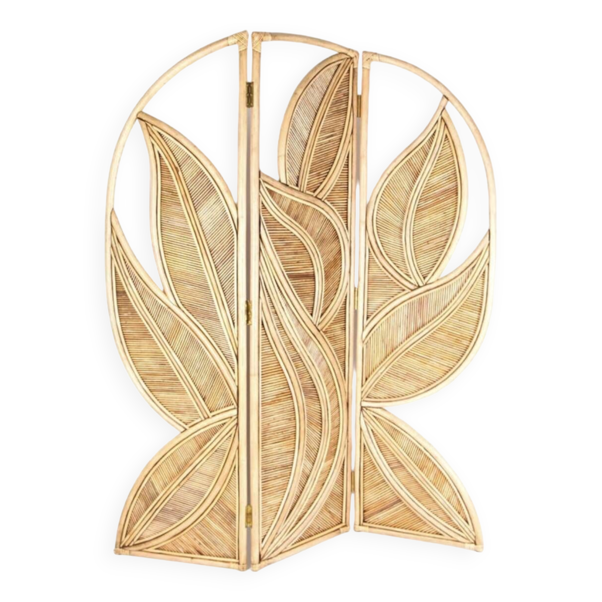 Three-panel rattan screen