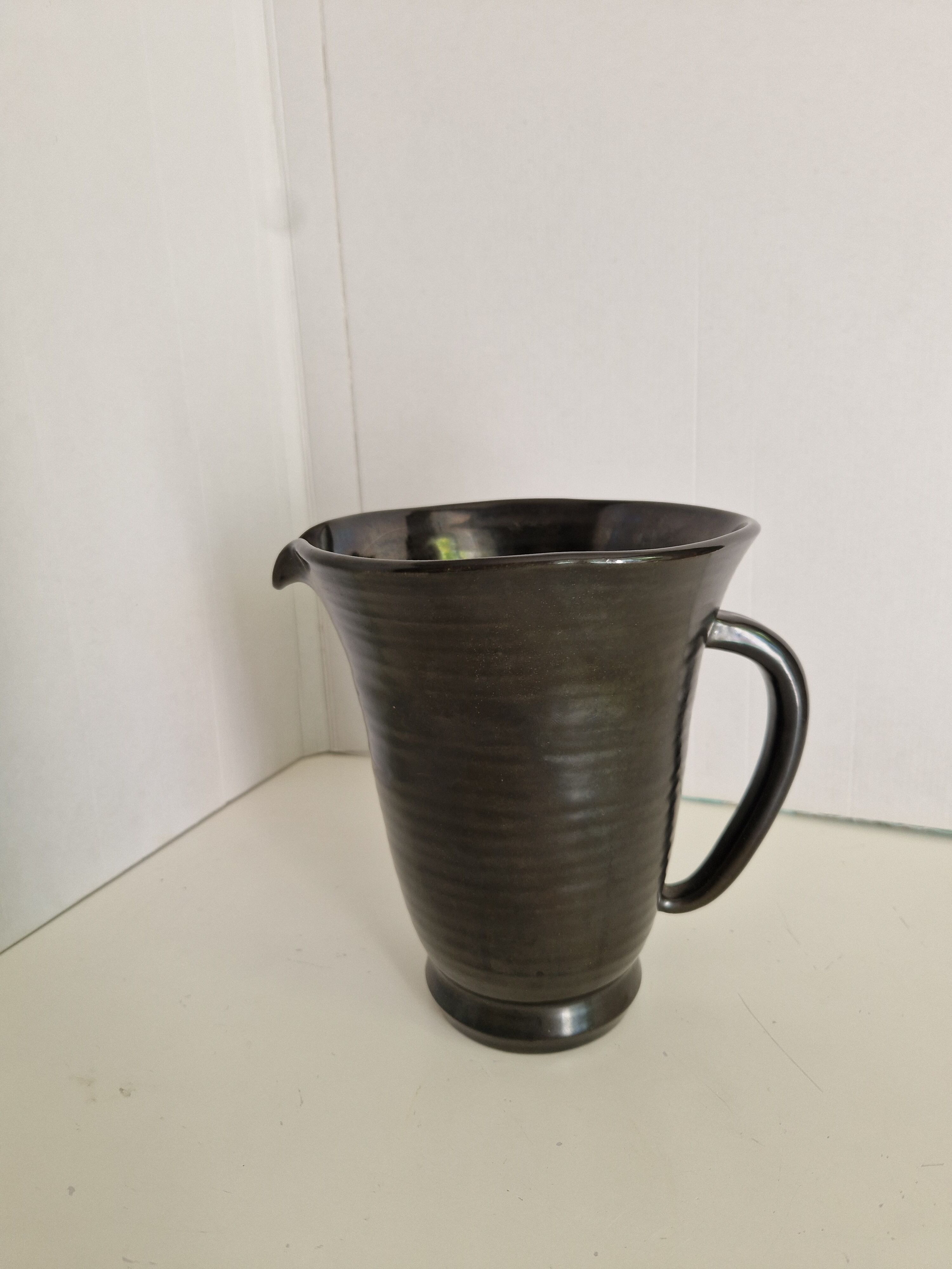 Pichet Accolay 1960s 1970s Enamelled Metallic Black