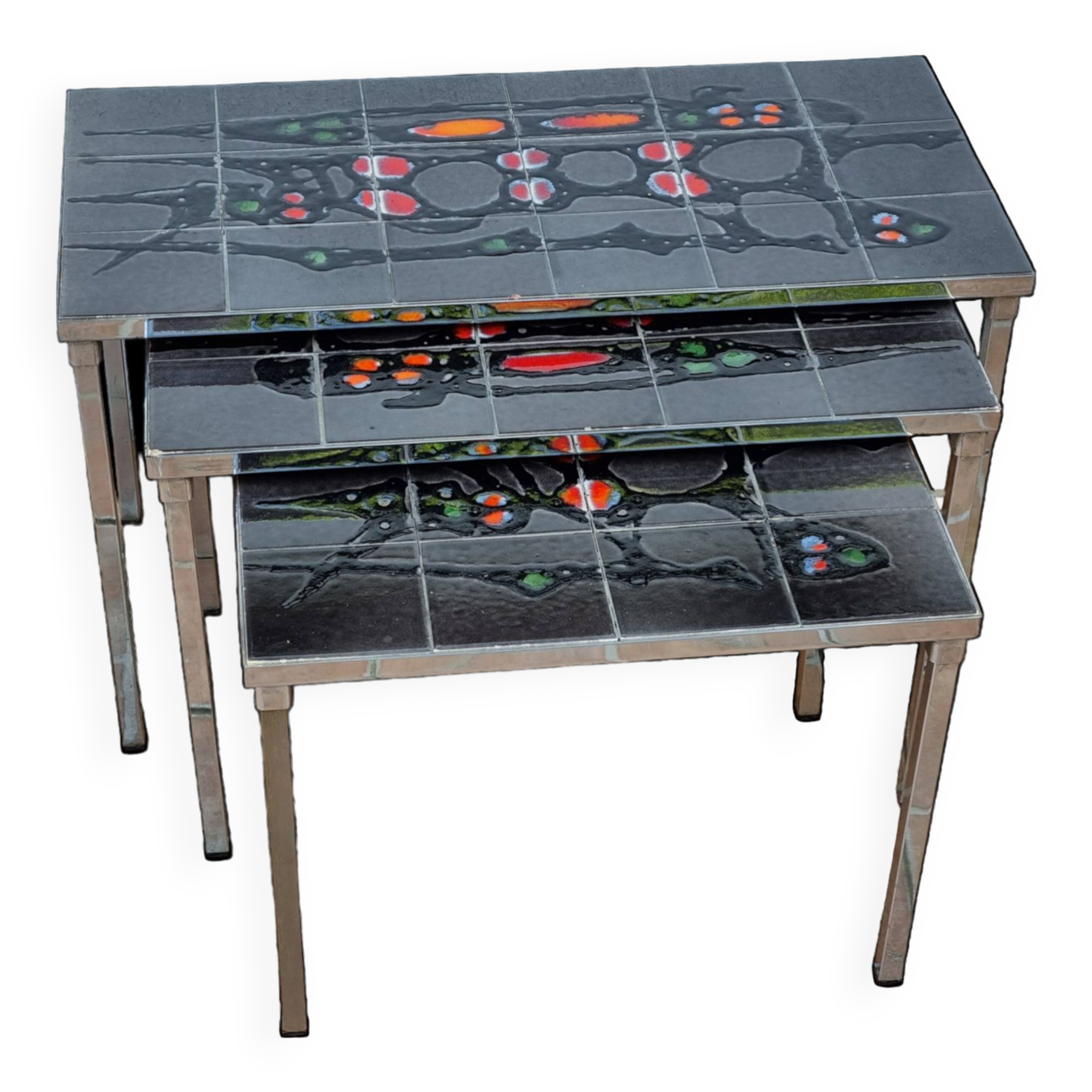 Set of three nesting tables in Belarti style, 1960s, space age.