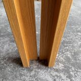 Set of 2 light-grey laminated and beech wood half-round dining tables by Magnus Olesen