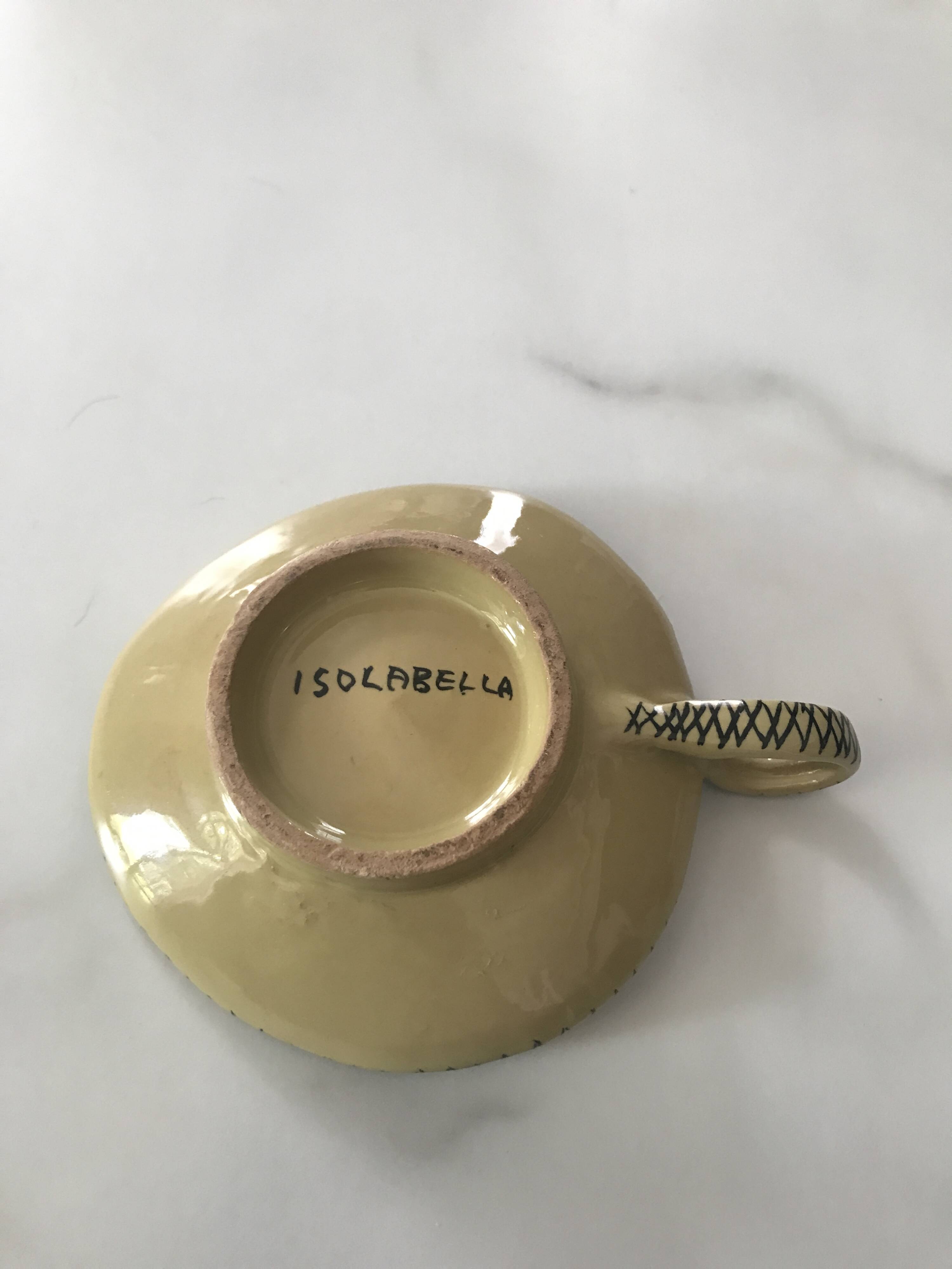 Ceramic handle candle holder Italy