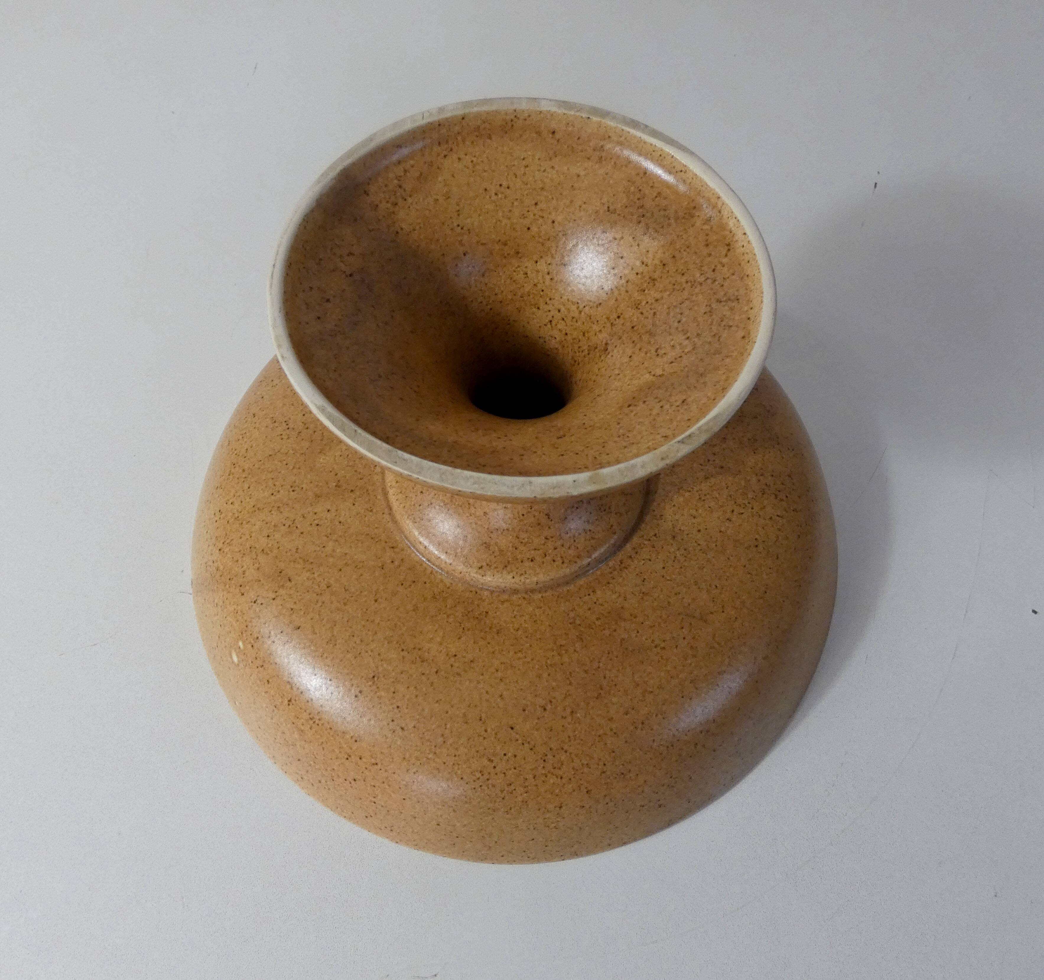 old large stoneware compotier plate on vintage foot