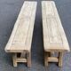 2 stripped farmhouse benches in solid oak 1950 200cm