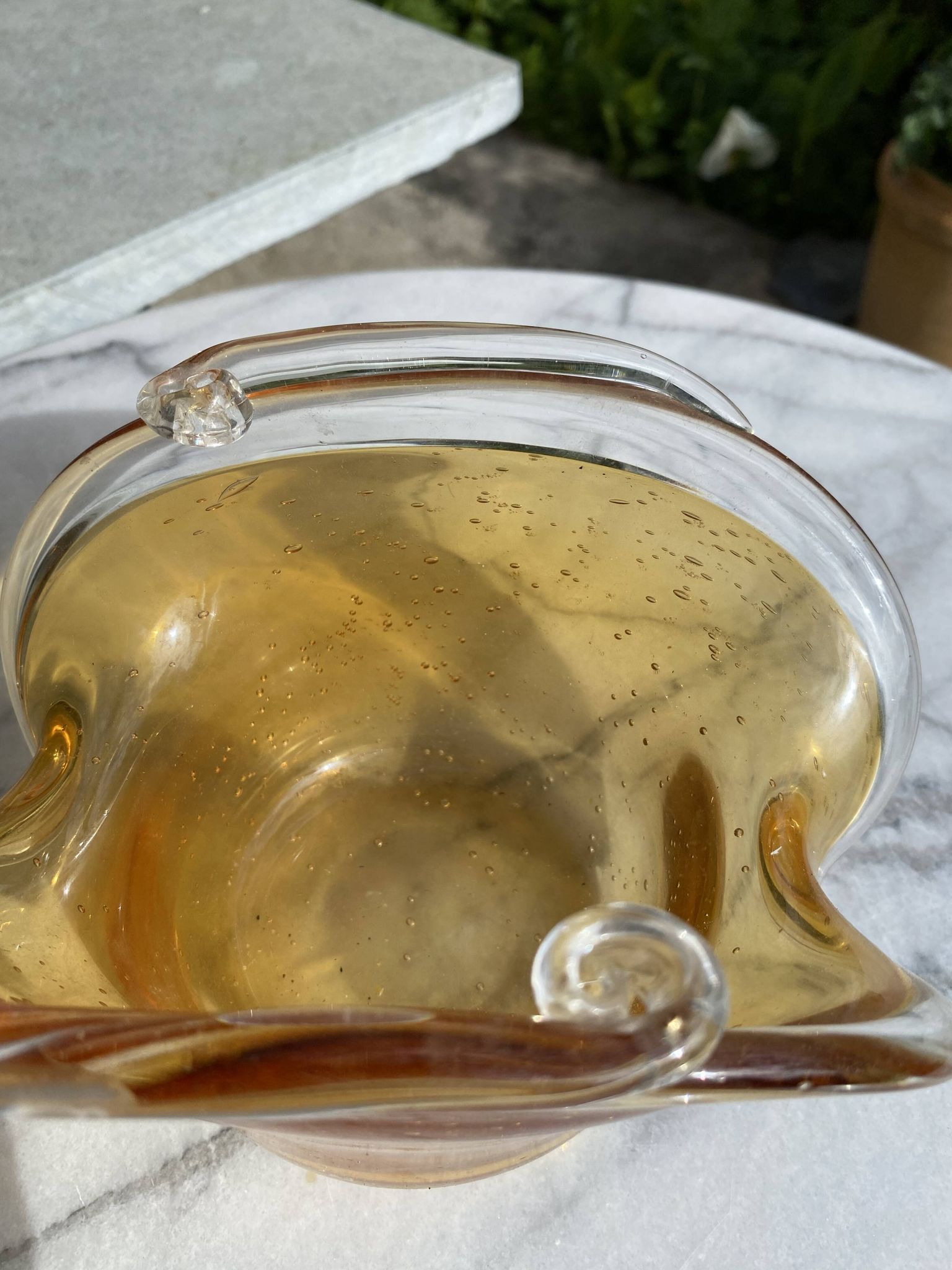 Vintage en Verre Bullé Ambré