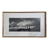 Vintage black and white photo of dunes from the 70s, framed 49 x 29 cm in a gold frame.