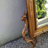 Old large Louis XV style mirror, stucco, wood, resin, beveled
