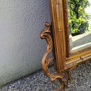 Old large Louis XV style mirror, stucco, wood, resin, beveled
