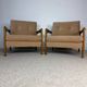 Paire de fauteuils vintage – Années 80 – Velours côtelé beige