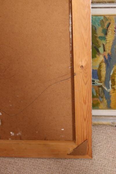 Original mid-century Swedish oil on panel – abstract by Stig Wernheden – vintage & framed – 74 × 54.5 cm (29.1" × 21.5")