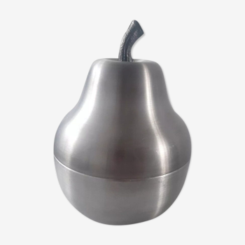 Vintage pear ice bucket in brushed aluminum 60s 70s italy