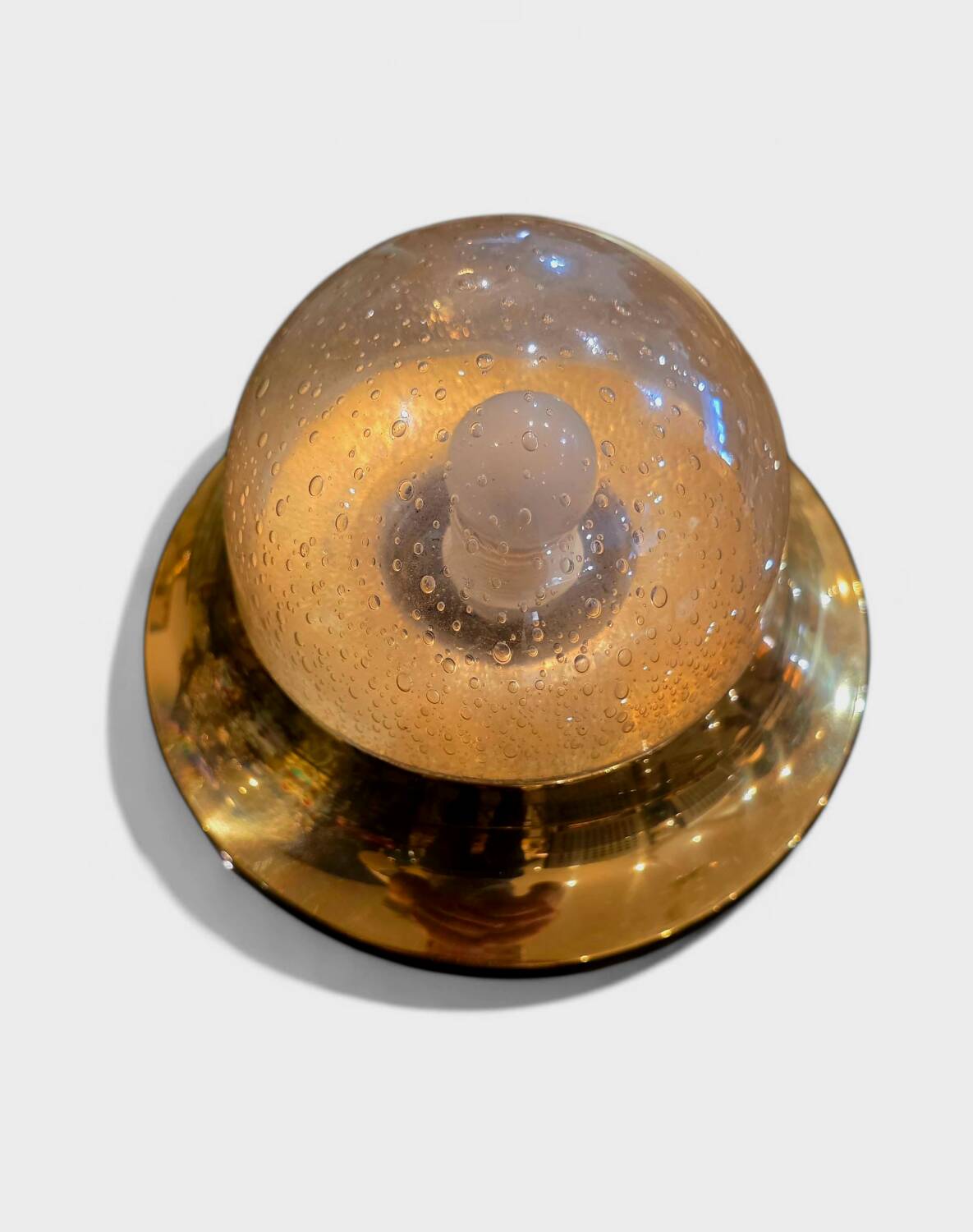 Vintage Austrian wall light in amber bubble glass