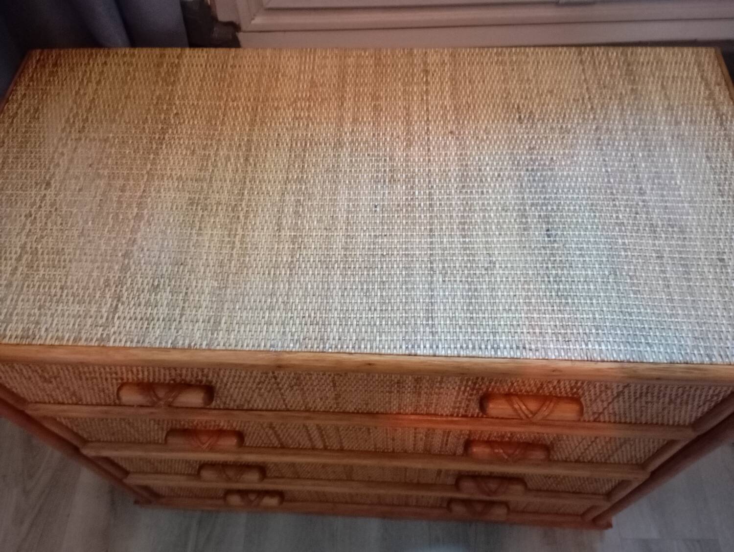 Vintage rattan chest of drawers