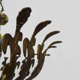 Half-basket chandelier with 5 lights in bronze and Spanish ceramic. 1960s