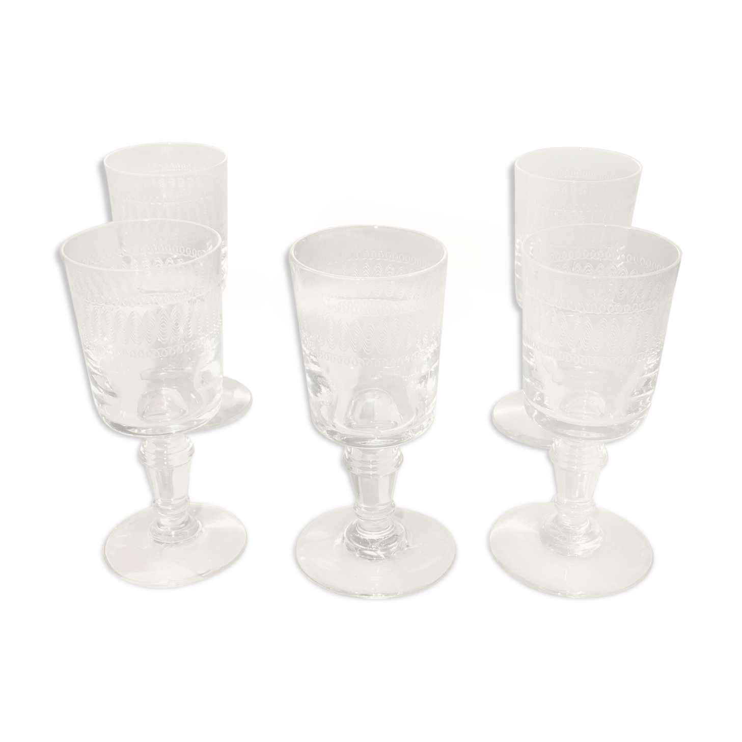 Lot de 6 verres à liqueur, gravés , début XX siècle