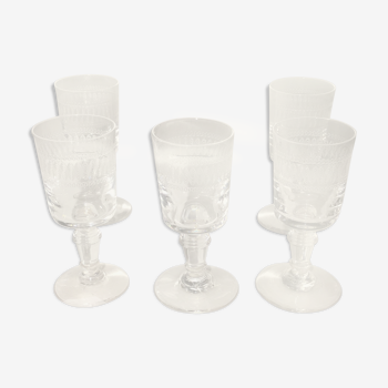 Lot de 6 verres à liqueur, gravés , début XX siècle