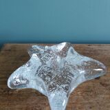 Star candle holder in glass or bubbled crystal, Biot style