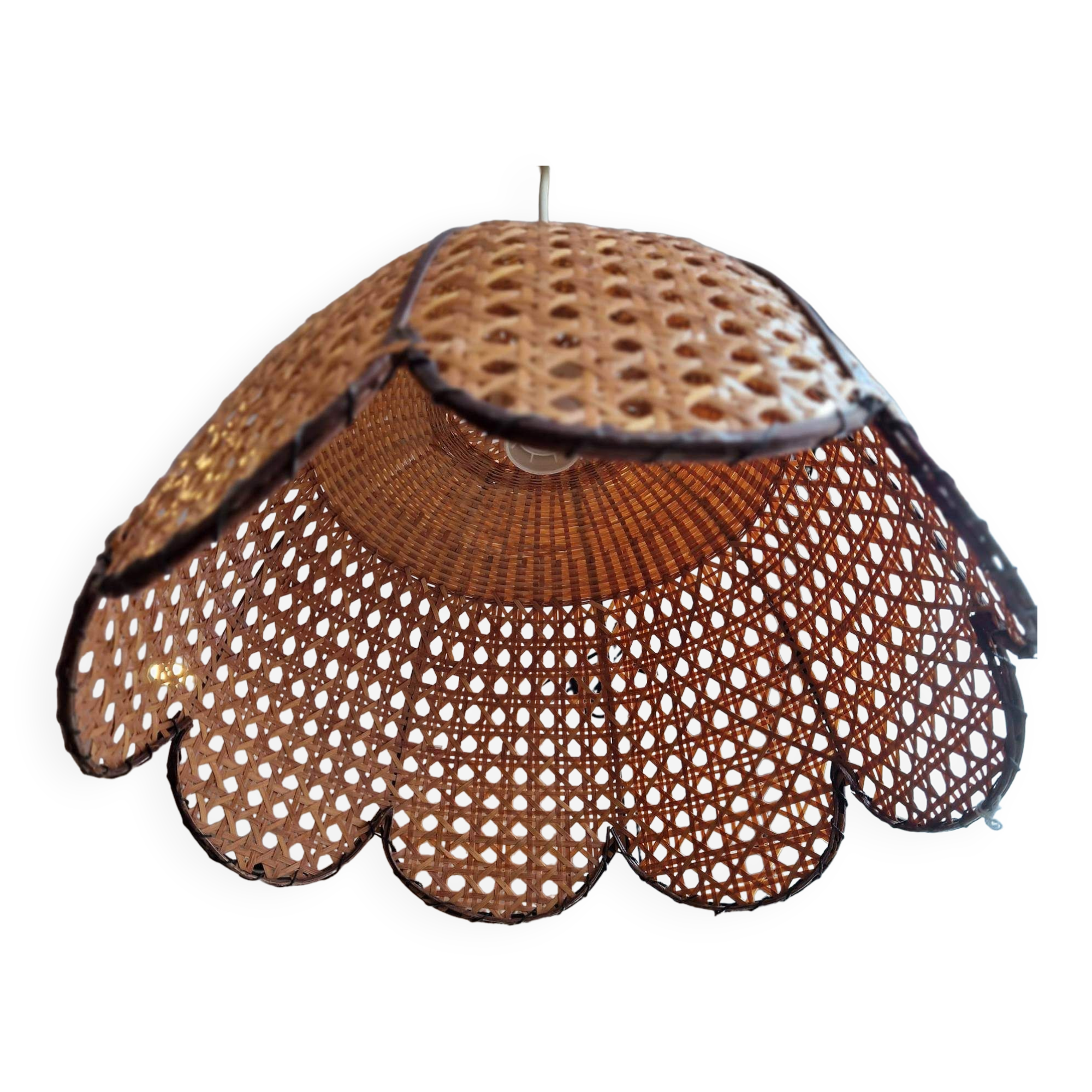 Flower suspension in rattan and wicker