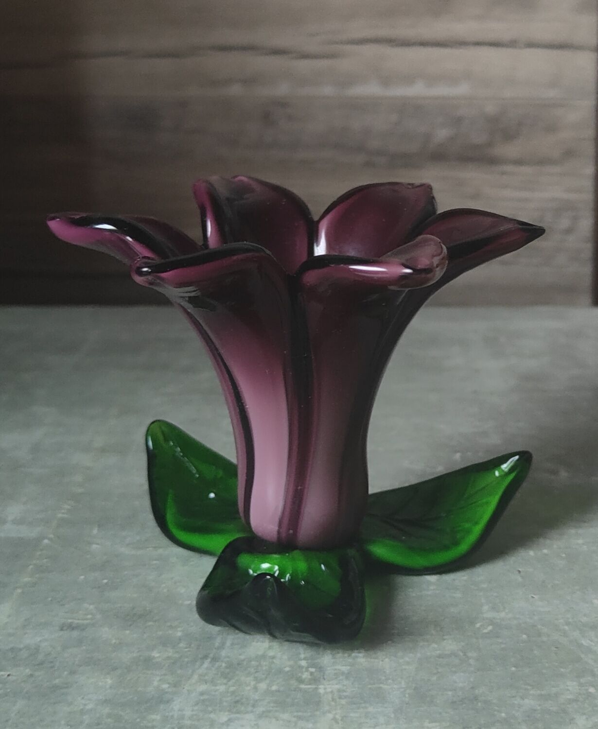 Blown glass flower candle holder