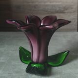 Blown glass flower candle holder