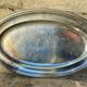 Ancien beau plat ovale en métal blanc argenterie