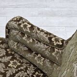 1950s, Danish armchair, green furniture velour, ash wood legs.