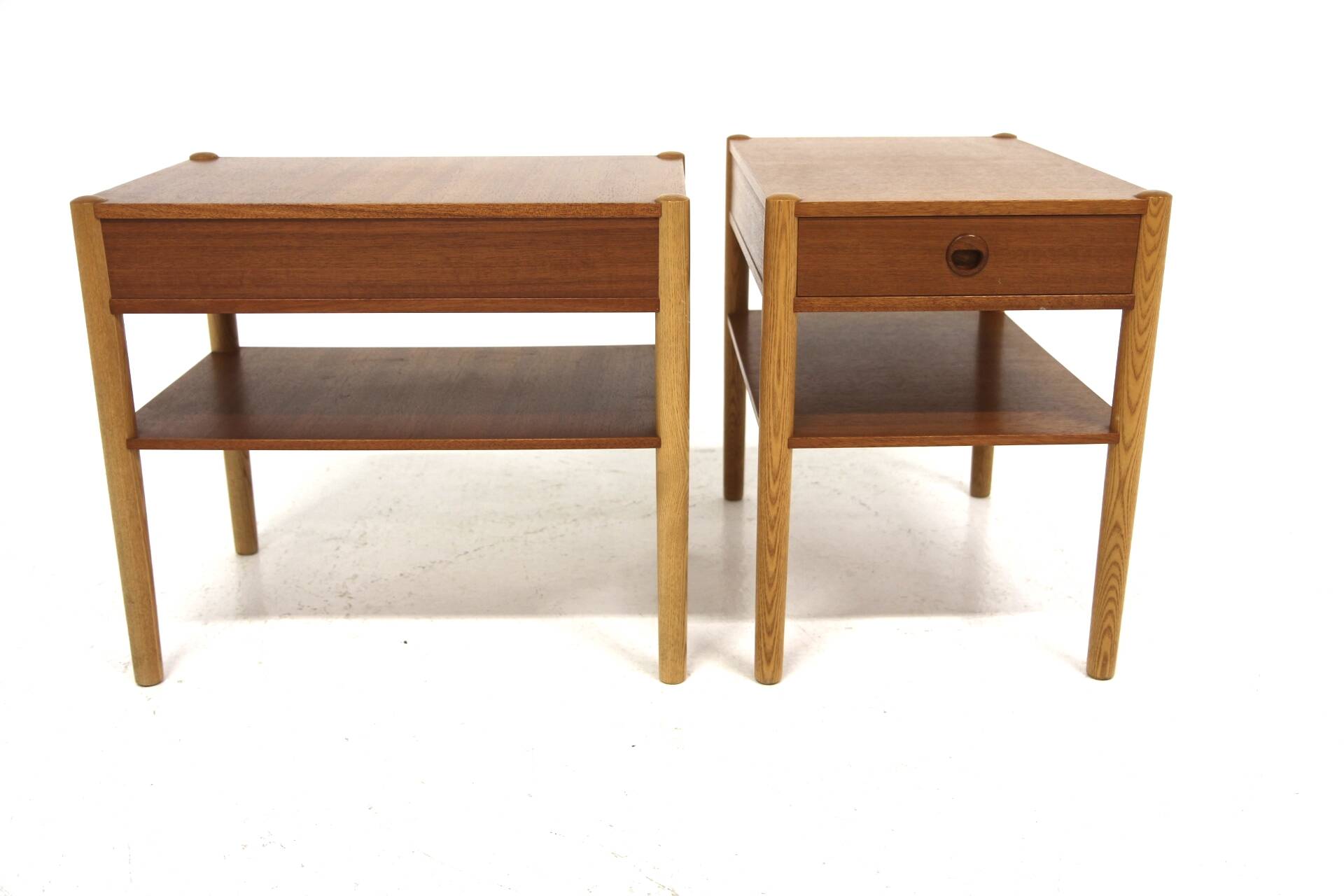 Pair of teak and oak bedside tables, Sweden, 1960