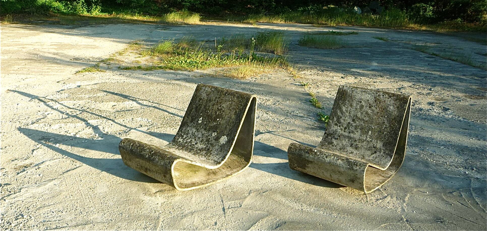Set of 2 Early Edition Loop Garden Rocking Chairs by Willy Guhl for Eternit AG, Switzerland 1950s