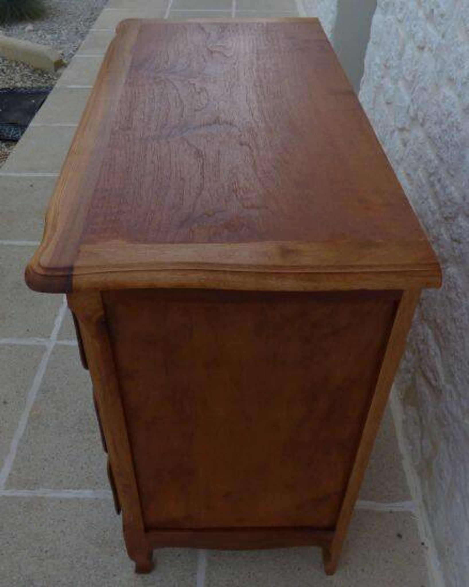 3-drawer solid natural wood chest of drawers with black handles - Completely restored