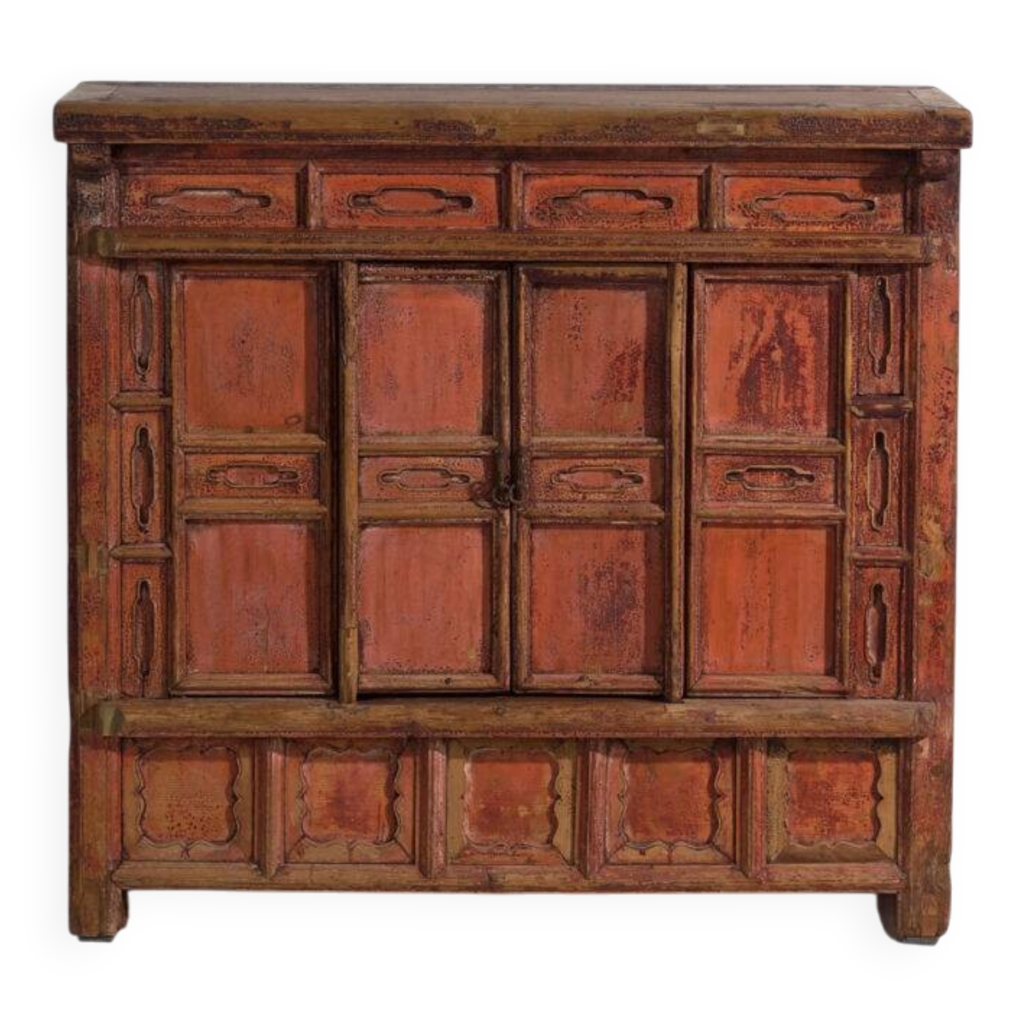 Shanxi buffet in original red paint with four drawers – China, circa 1930