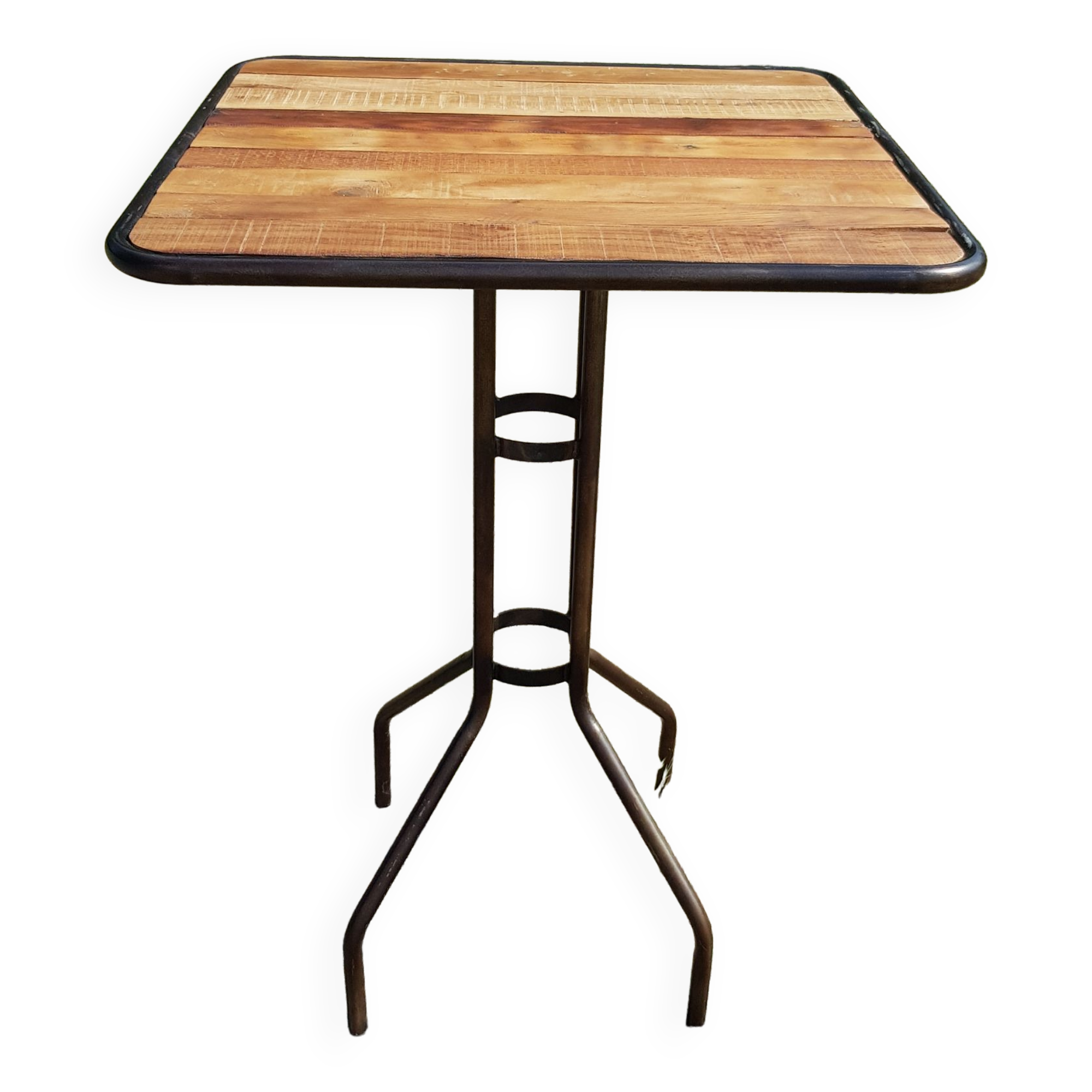 Teak and wrought iron high table