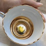 Duo of tea cups and saucers Limoges Lucien Michelaud - Green porcelain