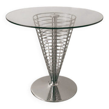 Sculptural table in metal and glass by Verner Panton for Fritz Hansen, 1980