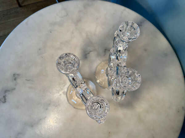 Paire de bougeoirs en cristal de Vannes