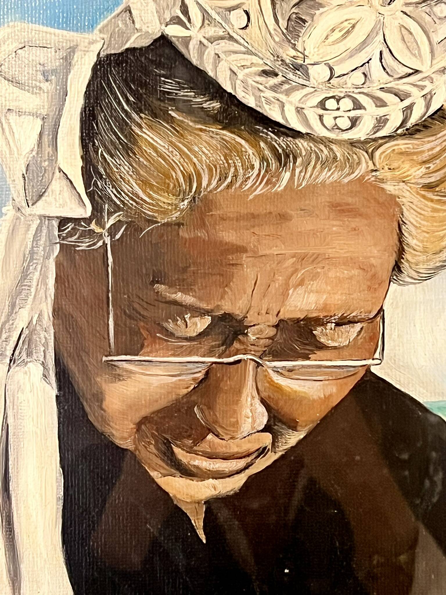 Huile sur toile "Bigoudène au port, XXe siècle